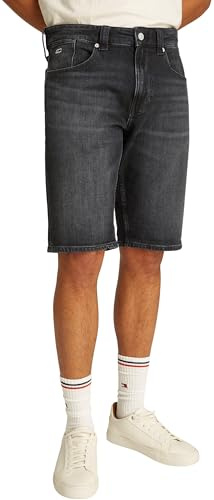 Tommy Jeans Herren Jeans Shorts Ronnie Wide Leg, Schwarz (Denim Black), 30W