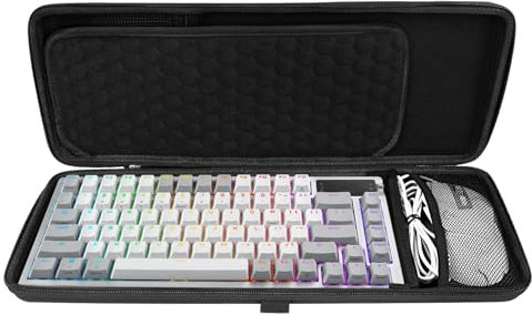 Linkidea Hard Travel Case for Compact 75% Keyboard and Mouse Case, Computer 84 Key Wireless/Wired Keyboard Carrying Case Protective Storage Box Bag, Compatible with ASUS ROG Azoth 75%