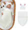 Yanmucy Baby Swaddles Decke mit Hut gestrickt Baby Schlafsack Swaddle Wraps Schlafsack Baby Essentials für Neugeborene Jungen und Mädchen 0-6 Monate (Weiß)