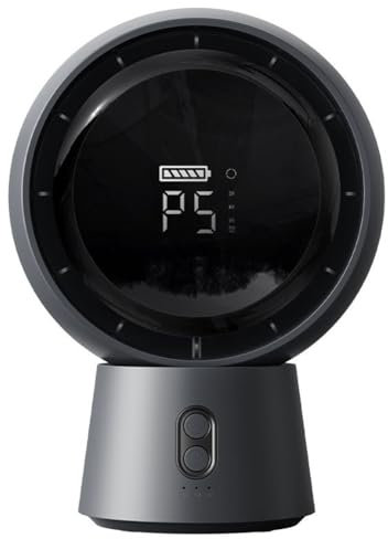 Osmond Mini ventilatore portatile senza pale, ricaricabile tramite USB, batteria da 5000 mAh, 5 marce, ventilatore da tavolo senza fili (grigio)