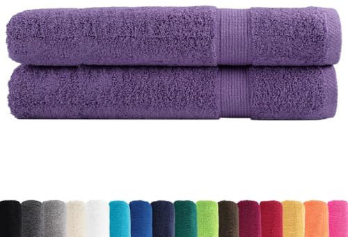vidaXL Premium Handtücher 2 STK., Saunatuch Saugfähig, Badetuch mit Schlaufen, Strandtücher Duschtuch Gästetuch, Lila 100x200cm 600g/m² 100% Baumwolle
