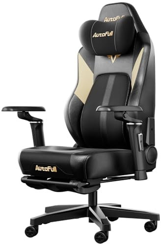 AutoFull M6 Ultra Gaming Stuhl, Gaming-Stuhl mit Massagefunktion, 720° Verstellbarer Armlehne, Auto Dynamic Tracking Lendenwirbelstütze, Ergonomischer Gaming Stühle mit Fußstütze, Schwarz
