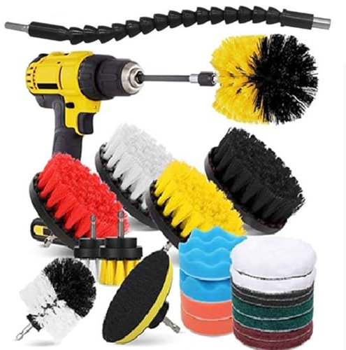 Cepillo eléctrico para fregar, juego de accesorios de cepillos de taladro | Cepillo de taladro eléctrico con cerdas de nailon, almohadillas para fregar, limpiador de lechada, kit de limpieza de