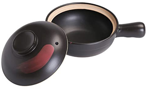 Cabilock Casserole en terre cuite à poignée unique bols de soupe à l'oignon pot en argile pour cuisiner poêle antiadhésive casserole anti-adhésive marmite de cuisine marmite maison Black