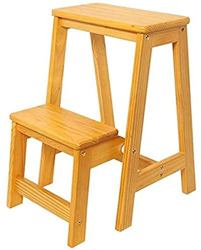XCHSXYL Indoor Climbing Stool, Multifunctional 2-Step Library Ladder air in 4 Color Library Fur Folding Wood air Step Ladder for Home Fur/Brown