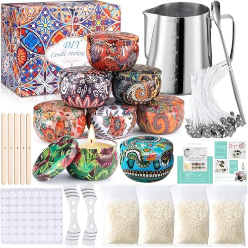LPAOIS Kerzen Selber Machen Set,DIY Kerzenherstellung Set,DIY Kerzenherstellung Zubehör,Duftkerze Geschenke Set Einschließlich Bienenwachs,Kerzendosen,Kerzendochte,Geschenke für Frauen