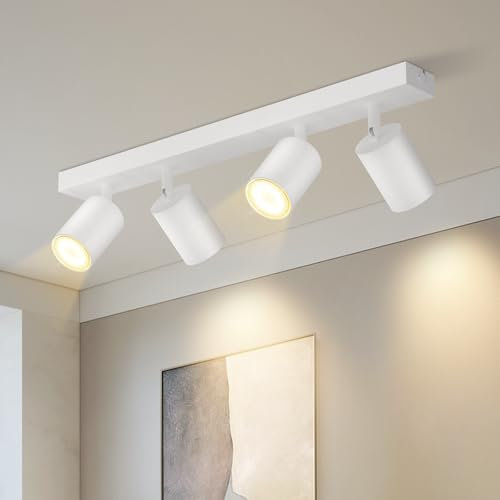 Homefire LED Deckenlampe 4 Flammig Deckenstrahler - 350° Schwenkbar Strahler GU10 Deckenleuchte Weiß flurlampe Spots Innen Deckenspot für Wohnzimmer Küche Schlafzimmer Ohne Leuchtmittel