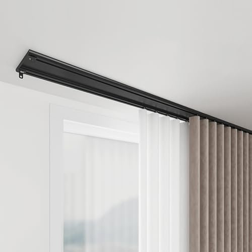 MZQMK Vorhangschiene 2-läufig Gardinenschiene Deckenschiene, Gardinenleiste Gardinenstange Gardinen Vorhänge Für Deckenmontage(Black,5m(16.4ft))