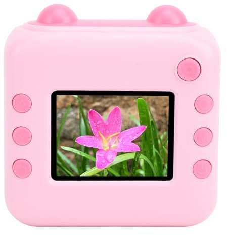 Sofortbildkamera, Niedliche Sofortbild Digitalkamera mit 2,4 Zoll IPS Bildschirm, 48 MP 1080P Digitale Selfie Kamera für Geburtstag, Weihnachten, Urlaub (Rosa)