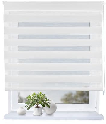 Rollmayer -Doppelrollo mit Bohren Klemmrollo Fensterrollo Duo Rollo Sonnenschutzrollo Zebrarollo Seitenzugrollo fur Fenster und Tur (Weiß,150B x H220 cm)