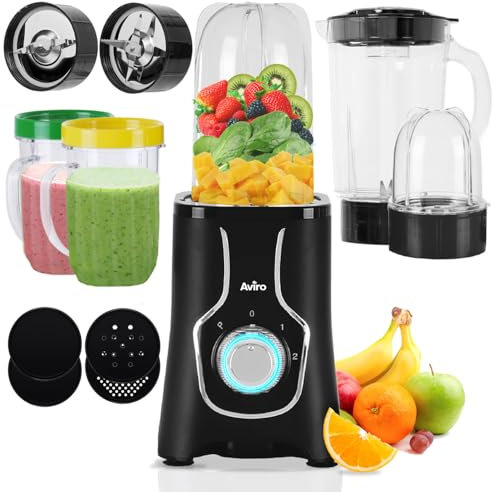 Brixy Blender - Smoothie Maker - 3-in-1 - Blender To Go - 4 Tassen - 1000ML Kanne - Mini Blender - Schwarz
