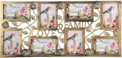 M.J COMFY-LIFE Collage Picture Frame Set for 4x6 Photos, Wall-Mounted Photo Frames, Multi-Opening Wall Decor, Easy Assembly (Gold)