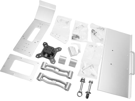 OUCRIY Adjustable Integrated Display Keyboard Desk Mount, Aluminum Alloy Wall Bracket for Screen Mount with Keyboard Tray, Space Saving for Industry