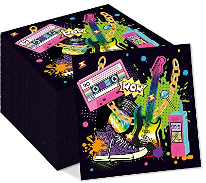 Kotkiddy 20 Stück Hip Hop Party Einweg Papier Servietten 90er Jahre Musik Party Thema Hip Hop Abendessen Papier Servietten Hip Hop Musik Themen Party Artikeln