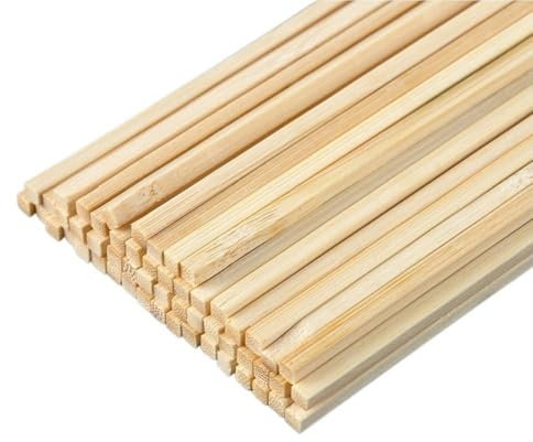 Lot de 50 baguettes carrées en bois brut - L 400 mm - Fournitures de bricolage - Accessoires pour modélisme d'avion (400 x 2 x 2 mm)