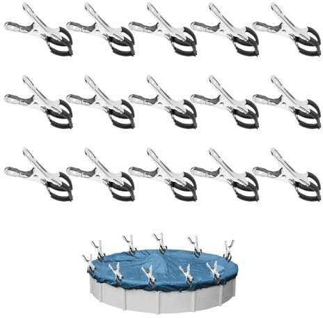 15 Pièces Pince a Ressort pour Bache Piscine, Pince Serviette Plage avec Feuille de Protection, Grosse Pince à Linge, Pince Serre Joint pour Serre de Jardin