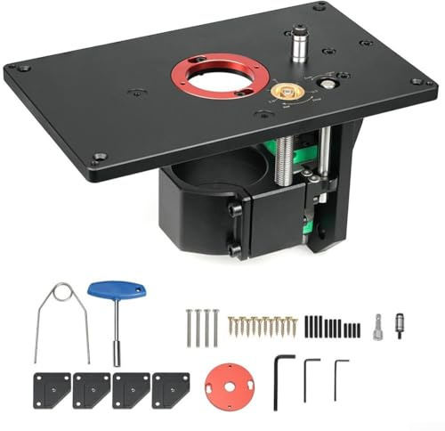 Qualoramall Trimming Machine Lift Tables Height Adjustment Router Table Lift Kit Aluminum Alloy Trimming Machine Inverted Lifting Table Router Lifter with Fixed Base Woodworking