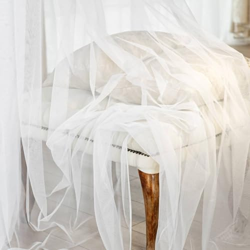 5 m x 160 cm Tüllstoff Tüll Weiß Organza Stoffe, Transparenter Tüll Stoff, Tüllstoff Zum Nähen Netzstoff, Tulle Fabric Zum Dekorieren, Weißes Deko Stoff für Hochzeitsdekoration, Torbogen, Tischdeko