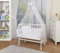 WALDIN Lit cododo Berceau Tout équipé pour, Bois Blanc laqué, 16 modèles Disponibles, Surface de Couchage Extra Large L 90 x l 55, Couleur du Textile Blanc, astre Gris-Rose