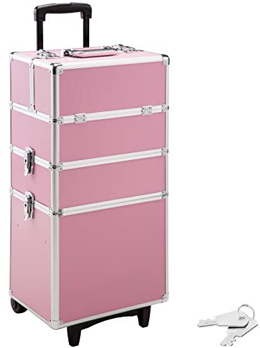 TecTake Alu Valigetta Trolley Make Up | con Maniglia telescopica | Chiudibili a Chiave | Volume totale 60 L - disponibile in diversi colori - (Rosa | No. 402564)