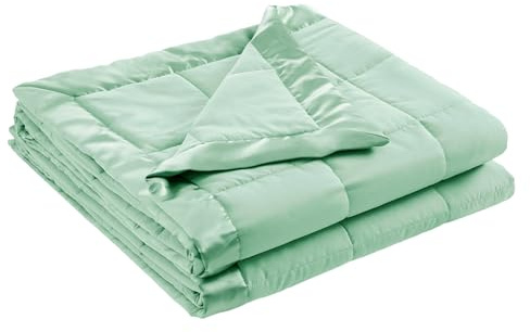 Madison Park Down Alternative King Blanket for Bed, Satin Trim, Seafoam