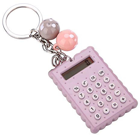 VBESTLIFE -Taschenrechner, Portable Pocket Candy Farbe PVC 8-stelliger elektronischer Taschenrechner mit Silikonknöpfen und Schlüsselanhänger-Schnalle für