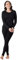 LAPASA Merino Wolle Thermounterwäsche Set Damen, Merinowolle warm Unterhemd Langarmshirt & Thermo Unterhosen Leggings (L58), Schwarz (Warm), L