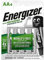 Energizer Accu Recharge Power Plus Pile Rechargeable AA, Les 4 piles