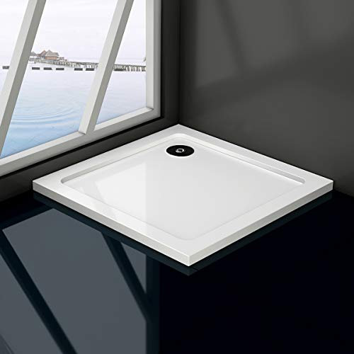 Yellowshop - Piatto doccia resina massa piena slim sottile bianco curvo quadrato rettangolare (cm 90 x 90 Quadrato)