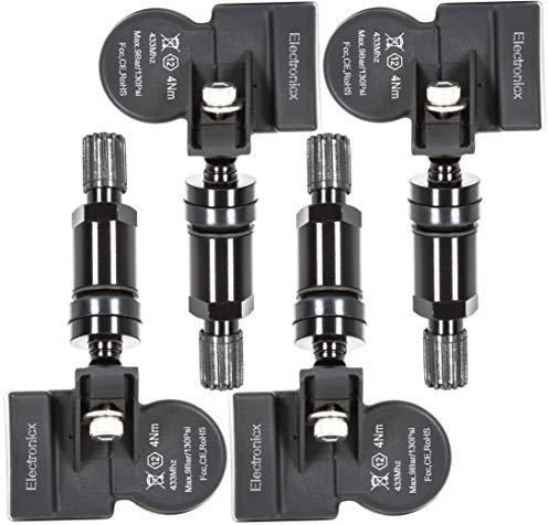 4 x TPMS Sensore Monitor Pressione Pneumatici Auto Misuratore, Compatibile con Cadenza Picanto Sportage Sensore di Controllo Pressione OE 52933-D91004 Valvole in gomma pronte e pre-programmate fino a