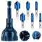 CYLBAQ 7pcs Countersink Drill Bit Deburring Chamfer Tool Set, 5 Flute 90 Degree Countersink Drill Bit Set, HSS Nano Blue Coated Countersink Bits for Wood, Hex Shank Quick Change Bit 6mm-19mm