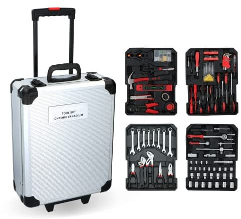 Kinzo Werkzeugkoffer 187-teilig - Werkzeugkiste - Werkzeug Set -Werkzeug-Trolley - Chrom-Vanadium Stahl