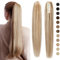 Coleta Postiza Lisa Pelo Natural con Pinza 100% Remy Extensiones de Cabello Humano Clip in Ponytail Hair Extension 40cm-105g 12P613# Marrón dorado & Blanqueador rubio