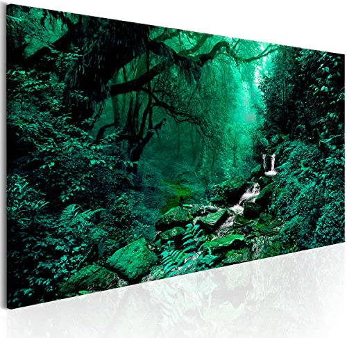 B&D XXL Acrylglasbild Wald 135x45 cm 1 Teilig Wandbild auf Acryl Glasbilder Kunstdruck Moderne Acrylglas Platte Wanddekoration Geschenke Heimdekoration Glasbild - Landschaft Natur Panorama Baum