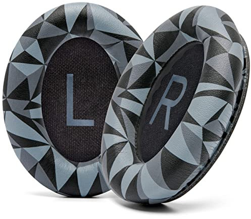WC Wicked Cushions Extra Thick Replacement Ear Cushions for Bose QC45 (QuietComfort 45) Headphones | (Geo Grey)