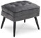 MCombo Gepolsterter Sitzhocker Fußstütze Samtbezug, Ottoman Schminktisch mit Metallbeinen,Eleganter Hocker für Wohnzimmer Schlafzimmer,Quadratisch 37 * 40 cm, 7278(Grau)
