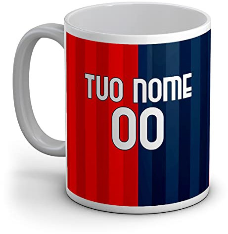 quickgadget Idea Arredo Casa Regalo Tazza Sport in Ceramica Sport per Tifoso Calcio Genoa, Personalizzato con Nome e Numero