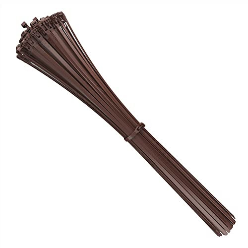 intervisio Bridas de Plastico para Cables Reutilizables, 540mm x 7,6mm, Bridas Grandes Largas, Marrón, 100 Piezas