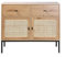 Calicosy - Kommode 2 Türen 2 Schubladen Rattangeflecht - Eichenoptik - Spanplatten - Schwarzes Metallgestell - Für Schlafzimmer, Flur oder Wohnzimmer - Zeitgenössisches Design - B 90 x T 39 x H 79 cm