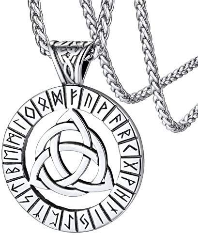 FaithHeart Edelstahl herren anhänger viking Stil Keltischer Knot Anhänger mit Rune Symbol Wikinger Schmuck für Damen Herren