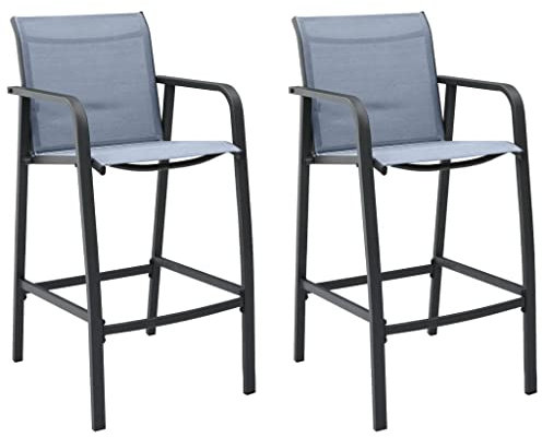 INLIFE Garten-Barstühle 2 STK. Grau Textilene