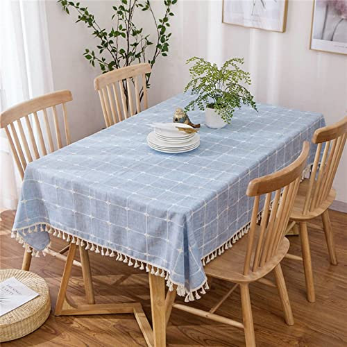 EHOMERY Pflegeleichte Tischdecken Tischtuch Camping Einfacher Plaid-Stil Tischdecke Klemmen Cloth Table Blau Tischschutz Dekoration 120X180Cm