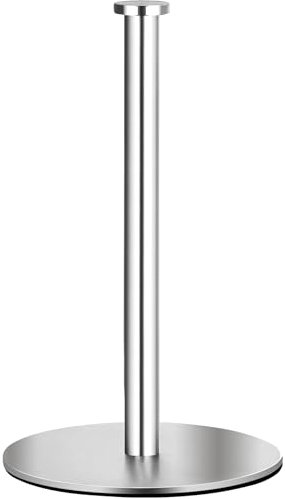 Oboding Stainless Steel Free Standing Paper Towel Holder for Standard & Large Rolls, Silver Countertop Organizer