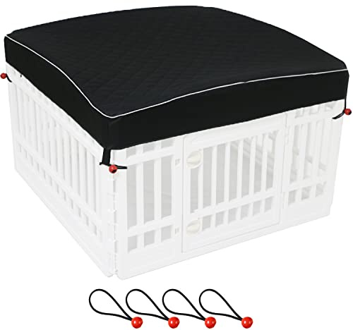 LAOZZ Hunde-Laufgitter-Abdeckung für Haustiere, bietet Schatten und Sicherheit für den Innen- und Außenbereich, Haustier-Laufstallabdeckung, passend für 91,4 cm Laufstall, 4 Paneele (Laufgitter Nicht