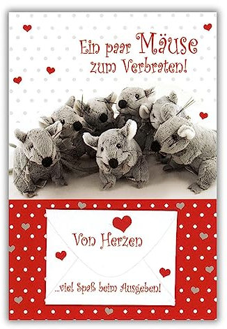 bsb Geldkarte - liebevolles Geldgeschenk Geburtstag mit Mäuse Motiv - Geldkarte Geburtstag in 11,5 x 17,0 cm - Geldkarten mit Kuvert - Geldgeschenk Junge & Mädchen