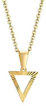 Mesnt Halskette Edelstahl Vergoldet, Frauen Dreieck Anhänger Halsketten aus Edelstahl 50CM, Gold-Stil 10