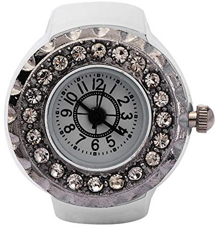 Ringuhr, Strass Fingeruhr Fingeruhr Ring für Damen und Herren(Weiß)
