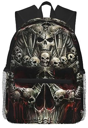 ZORIN 3D Wicked Skull Obsession Skulls Outdoor-Rucksack, Tagesrucksack, leichte Schultasche für Damen, Herren, Studenten, Schwarz