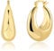 Gold Earrings for Women, Large Chunky Hoop Hypoallergenic Thick Hoop Earrings Large Teardrop Earring Chunky Earring Hoops for Women Girls