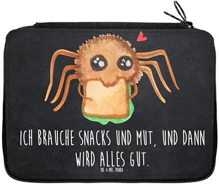 Mr. & Mrs. Panda Federmappe Spinne Agathe Sandwich - Geschenk, Schüler, Hungrig, Lebensfreude, Alles Wird gut, Grundschule, Bestückte Federmappe,